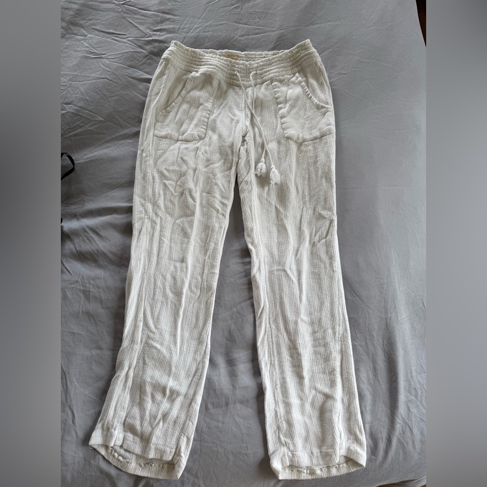 Roxy Cream Textured Low-Rise Pants